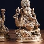 6" Pure Brass Ganesha Lakshmi Idol Set | Divine Pair Temple Murti | Prosperity Gift Set